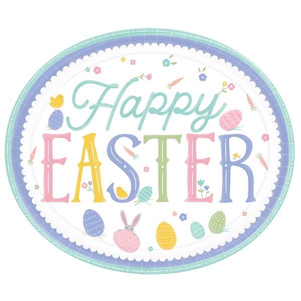 Happy Easter Oval Plates "Pack of 8"