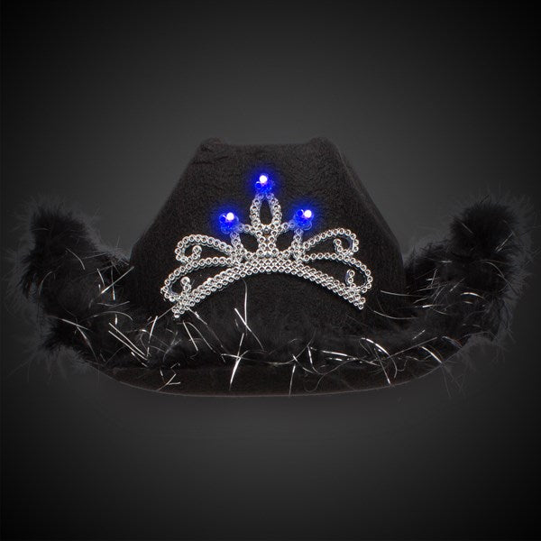 LED Black Cowboy Hat with Tiara