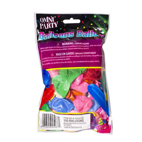 Assorted Latex Balloons "Pack of 100"