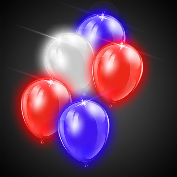 Red, White & Blue LED Balloons - Pack Of 5