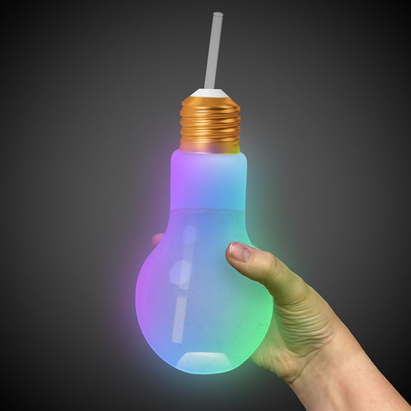 LED Light Bulb Cup with Lid & Straw