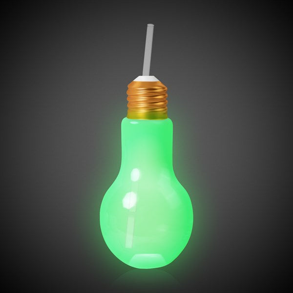 LED Light Bulb Cup with Lid & Straw