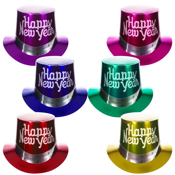 New Year's Metallic Top Hats "Pack of 36"