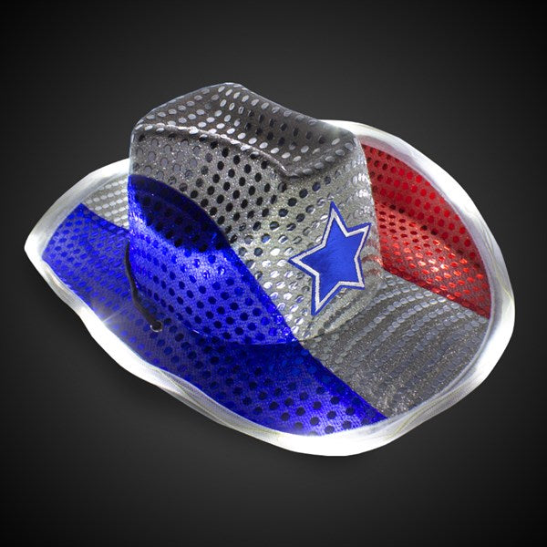 LED Patriotic Star Sequin Cowboy Hat