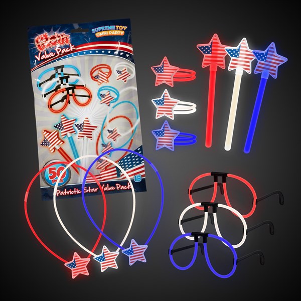 Patriotic Glow Stars Value Pack "Pack of 50"