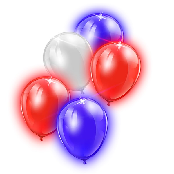 Red, White & Blue LED Balloons "Pack of 5"