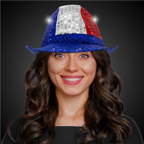 LED Patriotic Sequin Fedora Hat