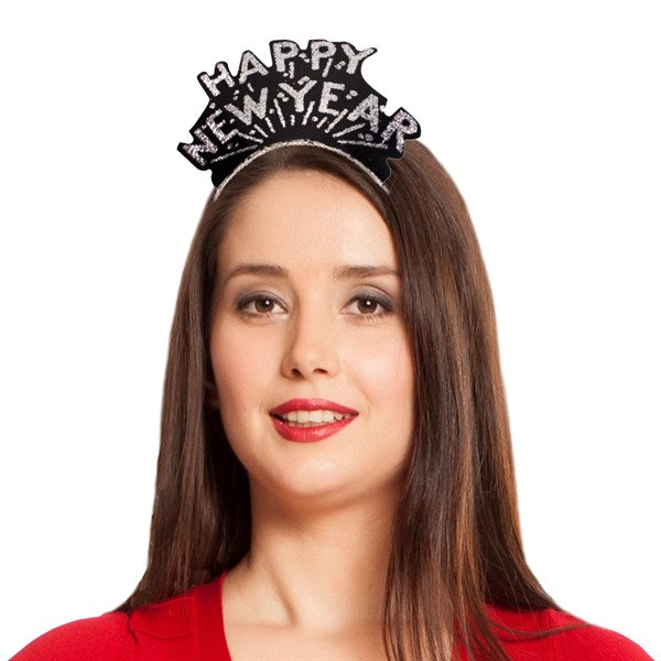 Happy New Year Black & Silver Tiaras "Pack of 12"