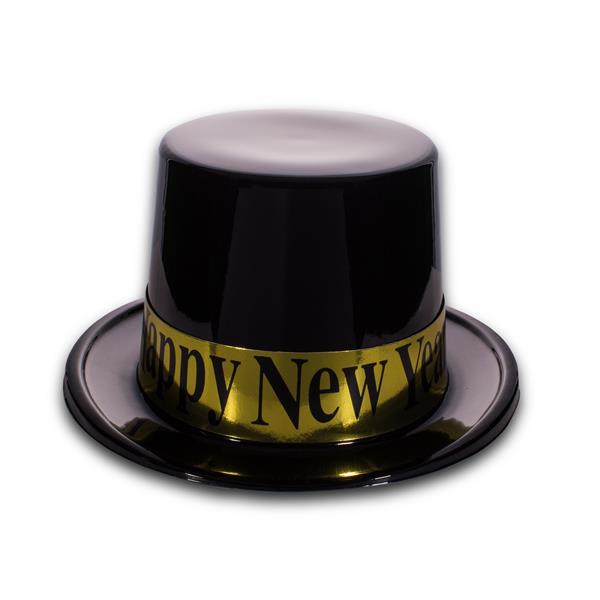 New Year Black & Gold Top Hats "Pack of 12"