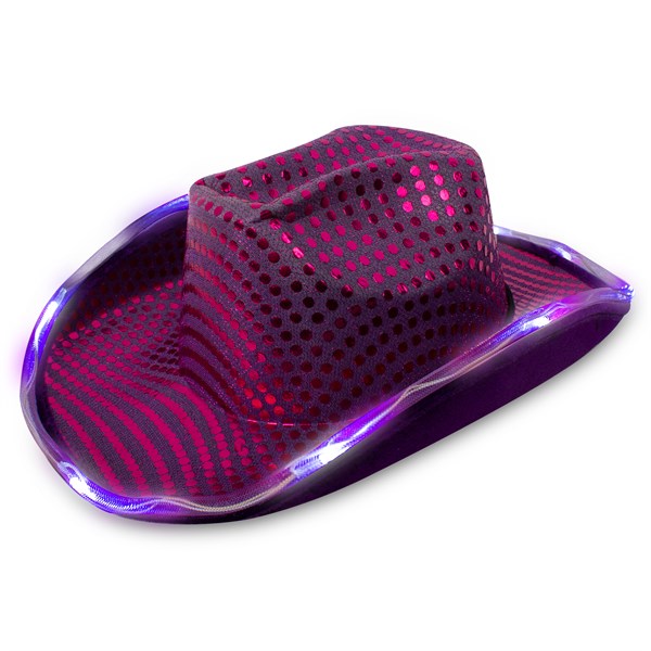 Purple LED Light Up Sequin Cowboy Hats (Pack Of 12)